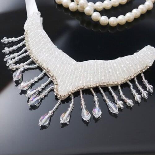 Collar white peal beaded sequined patch sequins appliques patches vintage fashion Coat Sweater decoration patch