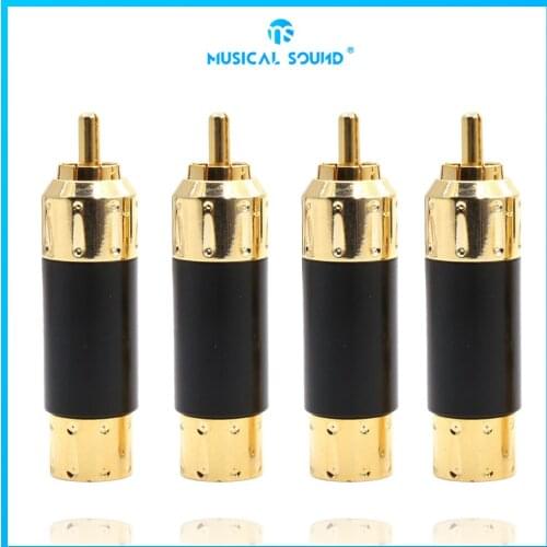 Hi-End Gold-Plated Rca Plug Coaxial Rca Lotus Head Speaker Amplifier Connector Signal Audio Cable Eutectic Brass Teflon Rca Plug