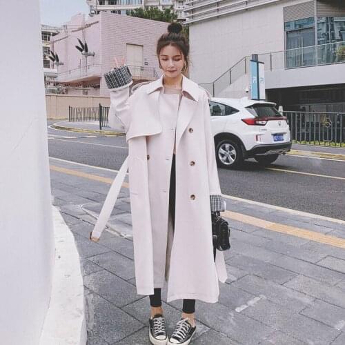 White Windbreaker Female 2021 Spring New Korean Loose Long Lapel Double-breasted Wear A Belt High-quality Lining Fashion Coat M1