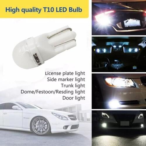 10 Pcs 3030 SMD T10 W5W Ceramic LED Car dome Light Auto Clearance Reading Lamp Vehicle Door Bulb Accessories White 6000K