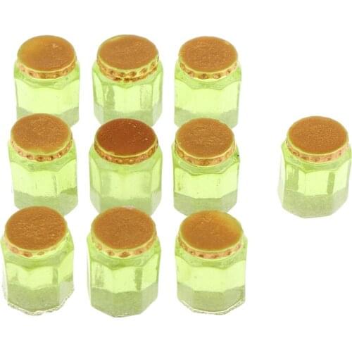10 Pieces Miniature Honey Jars For 1/12 Dollhouse Decoration, Light Green
