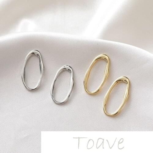 14K gold-plated copper plated real gold irregular oval hollow frame simple and versatile diy link buckle
