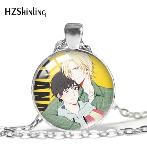 2021 New Banana Fish Pendant Necklace Anime Pendants Round Glass Photo Necklaces 25mm Jewelry Gifts Fan