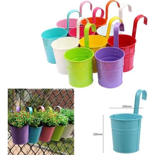 3/10 Pcs Flower Bucket Hanging Flower Pots Home Garden Decoration Planters Outdoor Indoor Plant Holder Basket Wall Decor Iron