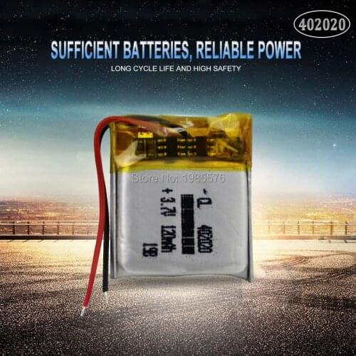 3.7v 120mAh 402020 Lithium Polymer Li-Po Rechargeable Battery For toys GPS MP3 MP4 PAD DVD DIY bluetooth headphone speaker phone
