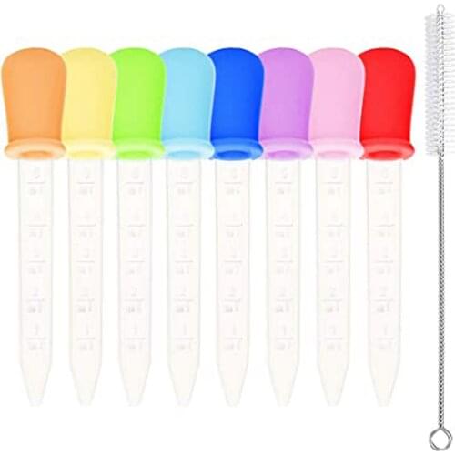 8 Pack Liquid Dropper Silicone And Plastic Droppers Pipettes With Bulb Tip Eye Studnets Science Educational And Learning Toys