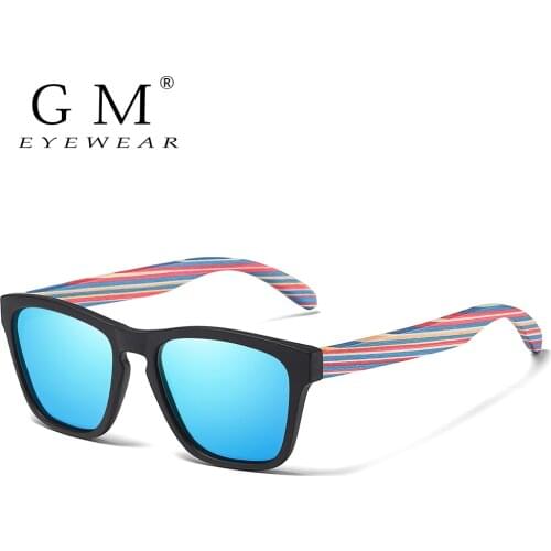 GM Brand 100% Natural Wooden Temples With Black Frame Sunglasses Women Man Polarized Steampunk Sun Glasses Dropshipping OEM