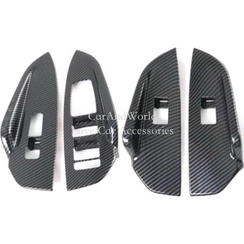 For Kia K5 Optima 2020 2021 Carbon Fiber Door Window Lift Switch Trims Interior Armrest Garnish Cover Trims Car Accessories