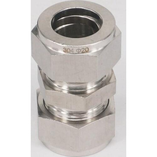 Fit Tube O/D 20mm 304 Stainless Equal Straight Ferrule Pneumatic Air Compression Fitting