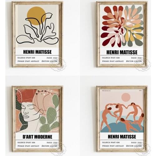Henri Matisse Abstract Expressionism Exhibition Poster, The Dance Canvas Painting Art Prints, Coral Pattern Home Decor Picture