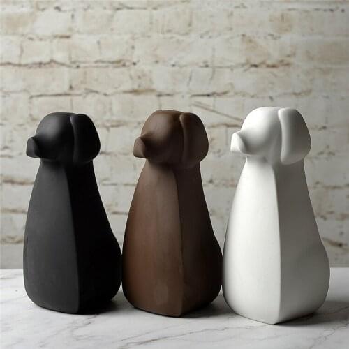 Ceramic Dog Figurine Statue Home Decoration Handmade Porcelain Art Animal Living Room Accessories Table Ornament Gifts