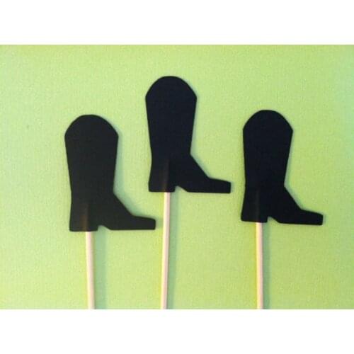 Cowboy boot cupcake toppers rustic wedding birthday baby shower Party appetizer picks decorations