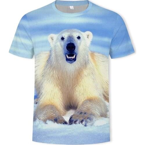 Summer fashion new mens short-sleeved twins baby bear 3D printing pattern casual trend T-shirt