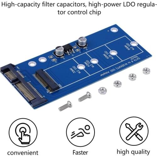M2 SSD NGFF to SATA Adapter 6Gbps NGFF M.2 Adapter Card 22-Pin SATA III for NGFF M.2 SATA Converter for Laptop Desktop