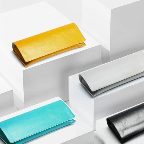 Magnetic Glasses Case Women Men Fashion Leather Flat Mirror Sunglasses Case Storage Box Lightweight Portable Soft Package Box