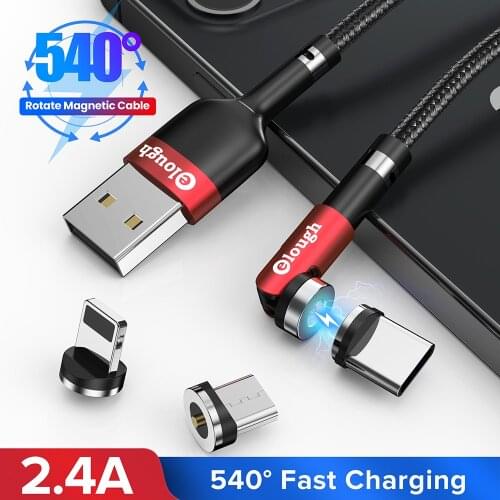 Elough Magnetic Charger USB C Cable Micro USB TypeC Cable for iPhone Samsung Xiaomi 540 Rotate Charging Cord Fast USB Phone Wire