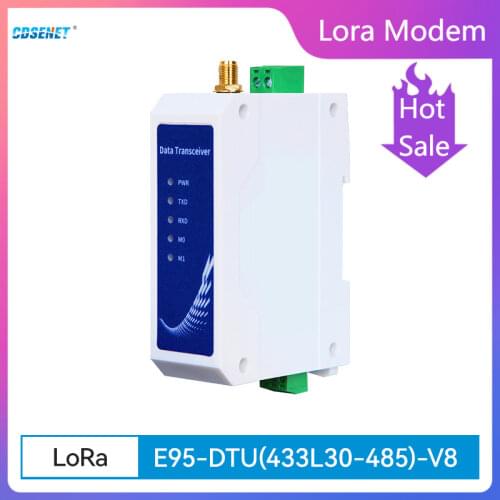 LoRa Module 433MHz RS485 Half duplex 30dBm Long Range 8km Modbus Din-Rail High Performance Wireless Data Transmission Relay LBT