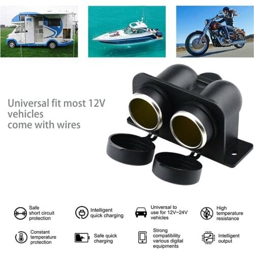 Motorcycle Cigarette Double Socket High Quality Waterproof Dual Cigarette Lighter Socket Power Outlet for 12V Car Motorcycle