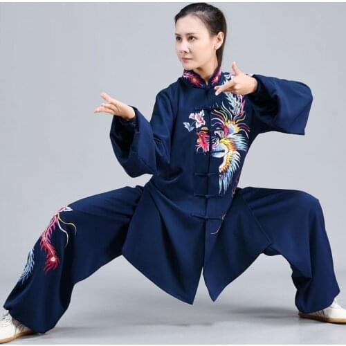 MenS WomenS Embroidery Long Sleeve Wushu Tai Chi Uniform Traditional Chinese Clothing Kungfu Martial Arts Wing Chun Suit T2549