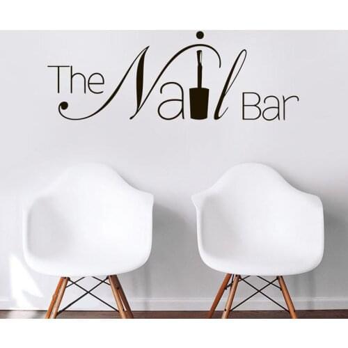 The Nail Bar Logo Wall Sticker Manicure Design Wall Decal Removable Nail Art Wall Poster Beauty Salon Window Decor Vinyl Murals