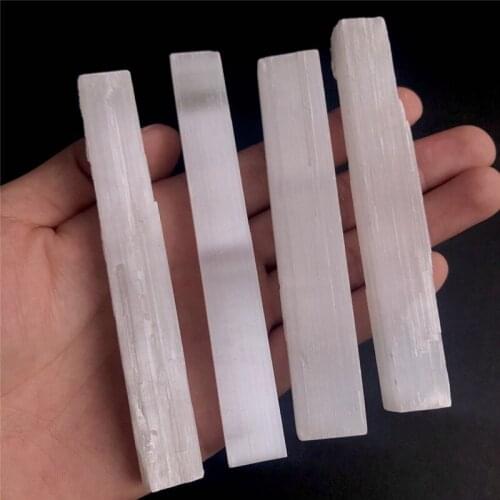 Natural White Selenite Rough Sticks Mineral Specimen Healing Crystal Wand Irregular Shape Pendant Making Stone