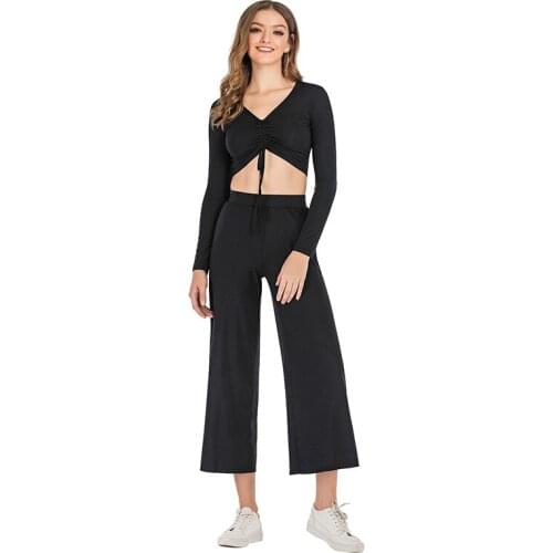 New 2019 sexy and stylish casual sports suit, blazer and loose leg pants for women
