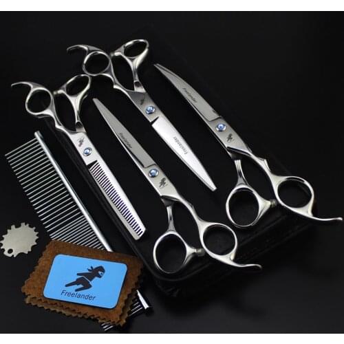 Freelander High Quality Professional Pet Grooming Scissors Sets 7 Inch,Dog Grooming Shears,Straiht & Thinning & Curved Scissors