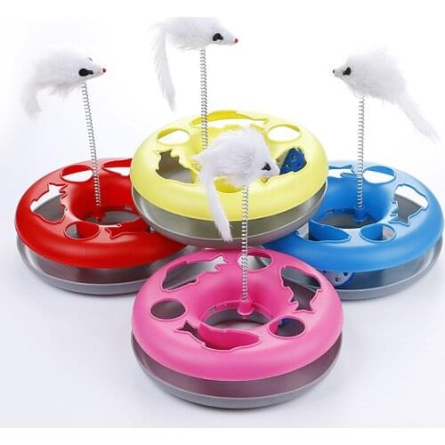 Cat Entertainment Toys Interactive bWholesale Cat Toys Color Matching Single Layer Amusement Disk - Spring Mouse Funny