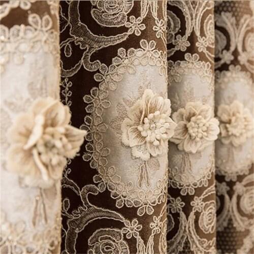 Europe and Americas top luxury 4D jacquard villa curtains for Bedrooms with high quality embroidered tulle for Living Room371#4
