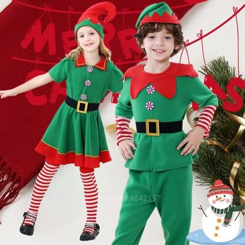 Christmas Pajamas Family Couple Matching Clothes Elf Mommy and Me Xmas Cosplay Costume Men Children Women Girl Boy Family Look