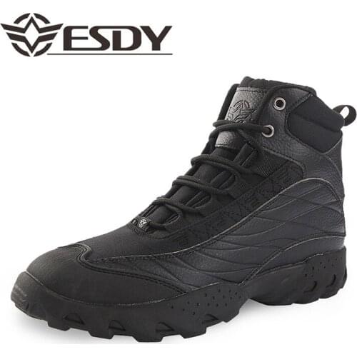 Tactical Army Boots For Men Winter Leather Waterproof Rubber Work Shoes Military Combat Ankle Mens Boots