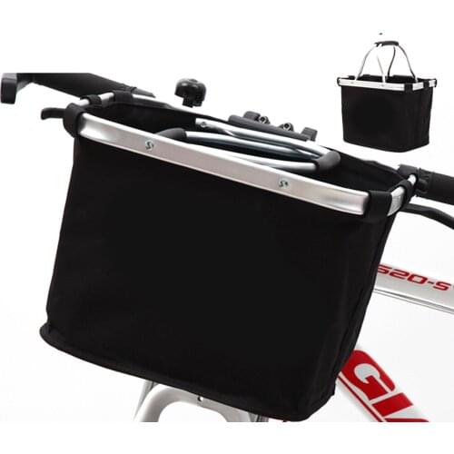 Waterproof Folding Removable Bike Handlebar Basket Pet Cat Dog Carrier Bag Aluminum Frame Top Handles Bicycle Front Basket