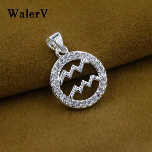 WALERV Stamps Color Pendant For Womens Set Fashion Charms Zodiac Aquarius Shape Zircon Pendant Jewelry Charm Gifts
