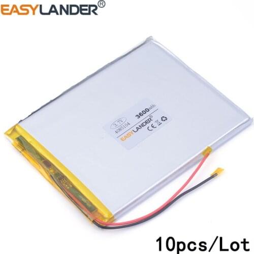 10pcs /Lot 3.7V 3600mAh 4085104 lithium Li ion polymer rechargeable battery For 7inch Tablet Aigo N700ES PAD99 Ramos e-book