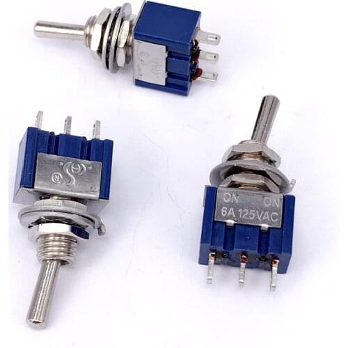 100PCS Mini 6A 125VAC SPDT MTS-102 3-Pin 2 Position On-on Toggle Switches Practic