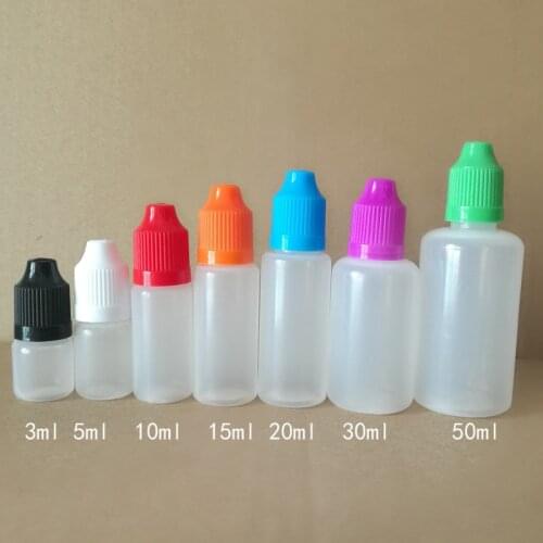 50pcs 3/5/10/15/20/30/50 LDPE Empty Plastic Squeezable Dropper Bottle E Liquid Dropper bottle Sample Eye Drops Storage Bottles