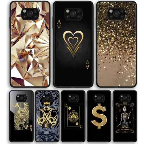 Diamonds In Gold Art Luxury Phone Case For Poco X3 NFC M3 Pocophone F1 Anti Fall Shockproof Protection Cover Fundas Shell Bag
