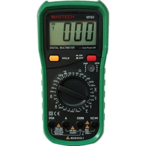 MASTECH MY60 Digital Multimeter DMM AC/DC Voltmeter Professional Ohmmeter Tester w/hFE Test Multimetro Ammeter Multitester