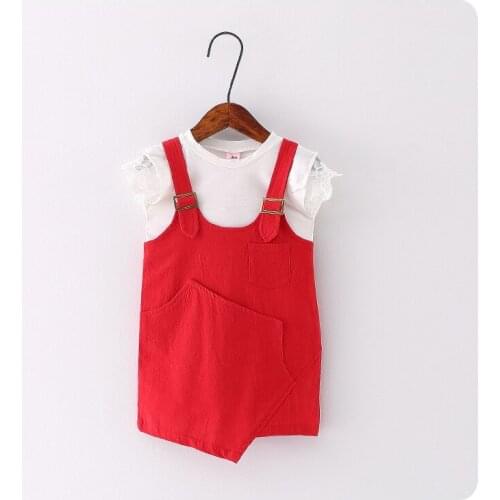 Children Suit 2016 Summer New Style Girl Suit Shirt T-Shirt Straps Skirt 2 Pieces Set Girl Baby Jacket Skirt