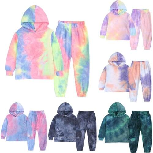 Autumn Newborn Set Baby Boy Girls Clothes Long Sleeve Tie Dye Print Hoodies Long Pants Toddler Kids Children Tracksuits Clothing