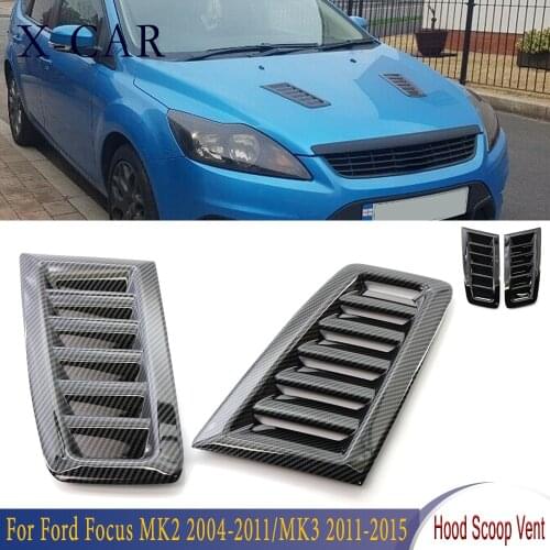 X-CAR Hood Vents Air Flow Intake Decorative Scoop Bonnet Vent Front Engine Hood Cover For Ford Focus MK2 2004-2011 MK3 2011-2015