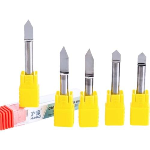 HUHAO 1pcs 6mm Engraving Bits Precision grinding V Shape Carbide PCB milling Cutter CNC Router bit Machine Accessories