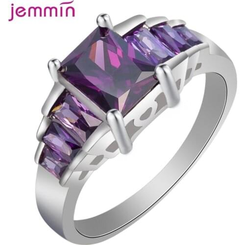 Bright Colors Big Cz Crystal Cubic Zirconia Rings For Women Fashion 925 Sterling Silver Jewelry Wedding Shining Accessories Anel