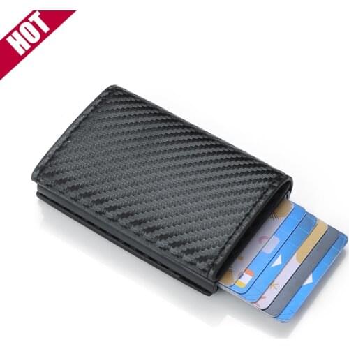 New Men Women Mini Smart Wallet Aluminum alloy card holder Business Casual wallet RFID leather Coin Purse Free Shipping