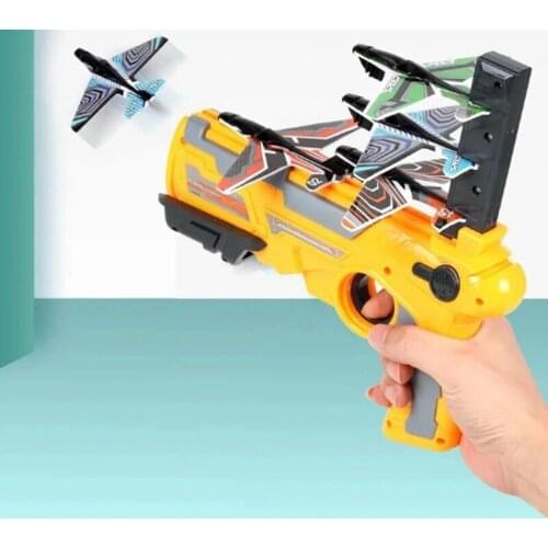 Fashion Hotsale Launcher Foam Airplane Toy Shooting Game Gun Launcher Bubble Catapult Aircraft Pistol For Outdoor Kid Toys