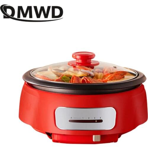 DMWD 4L Multifunctional Electric Cooker 220V Non-stick Skillet DIY Hotpot Frying Pan Breakfast Pancake Maker 1300W
