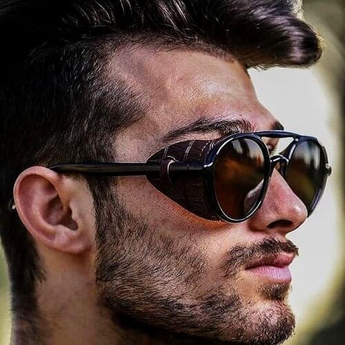 2019 New Steampunk Fashion Sunglasses Snake Leather Pattern Designer Glasses Luxury Punk Shades