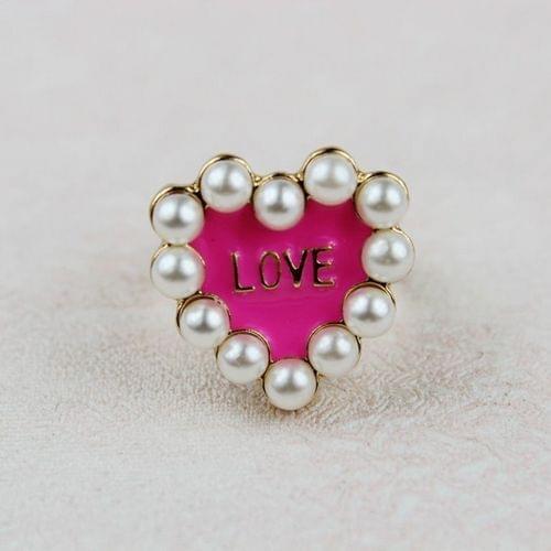 Fashion women jewelry accessories love letter pearl finger ring 17mm 18mm