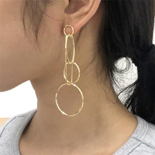 Trendy Hollow Round Drop Earrings for Women Gothic Geometric Gold Silver Color Punk Statemetn Circle Earring Brincos Jewelry