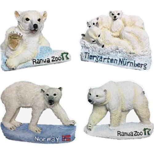 New Hand-painted Cute Polar Bear 3D Fridge Magnets Tourism Souvenirs Refrigerator Magnetic Stickers Gift